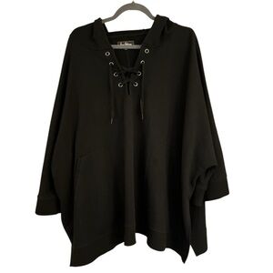 Sam Edelman oversized poncho sweater top 3/4 sleeves lace up medium lounge